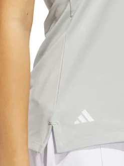 adidas Womens Ultimate365 Solid Sleeveless Polo Shirt - Wonder Silver