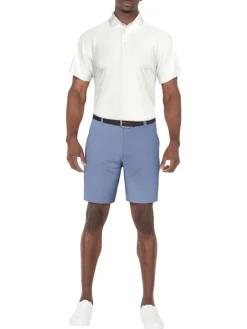Ben Hogan Performance Flat Front 8-Inch Golf Short - Silver Lake Blue Heather