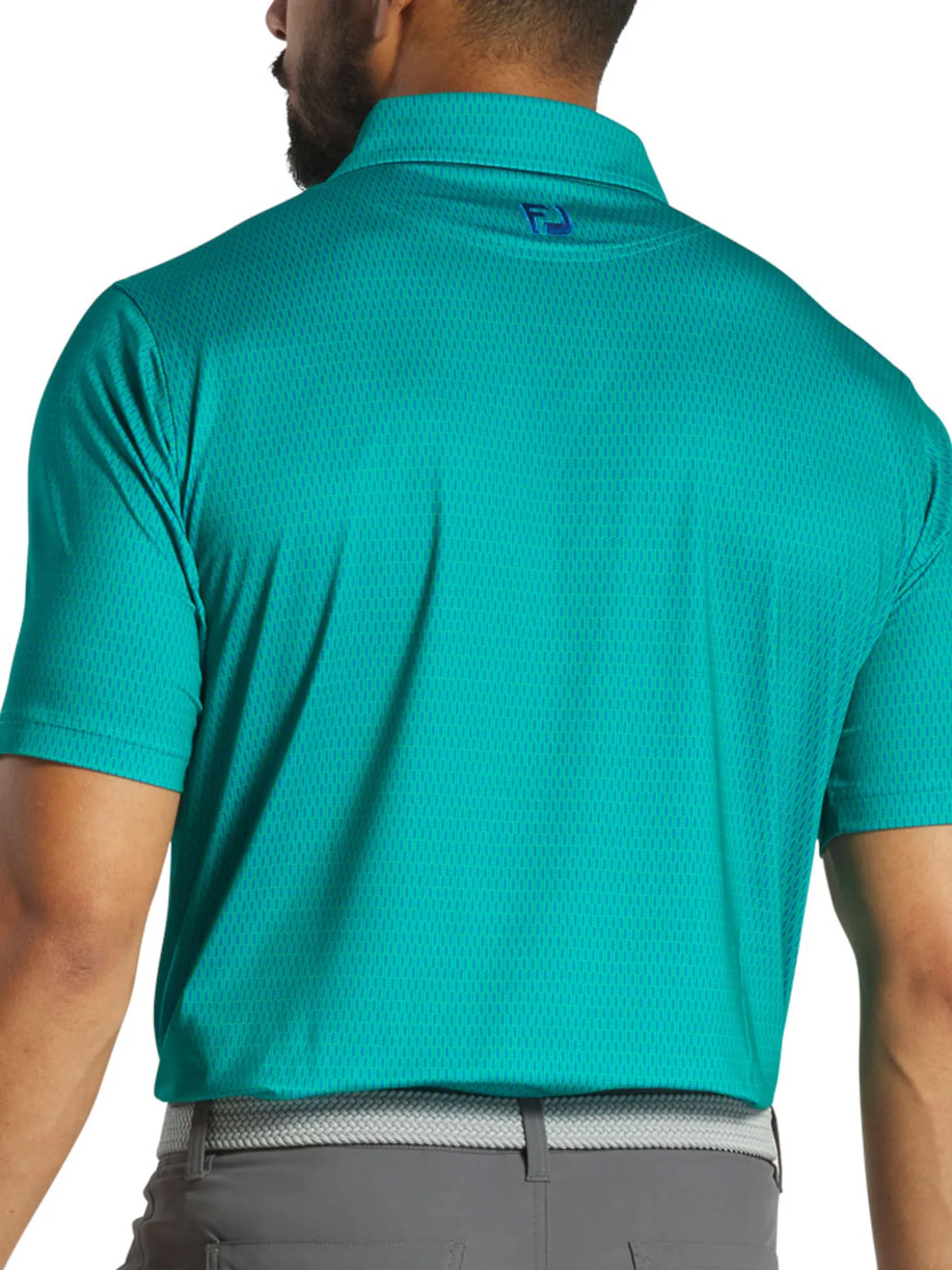 FootJoy Skyscraper Print Lisle Polo Shirt (Athletic Fit) - Blue/Emerald