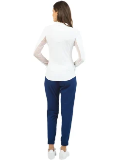IBKUL Adjustable Long Sleeve Zip Polo - White