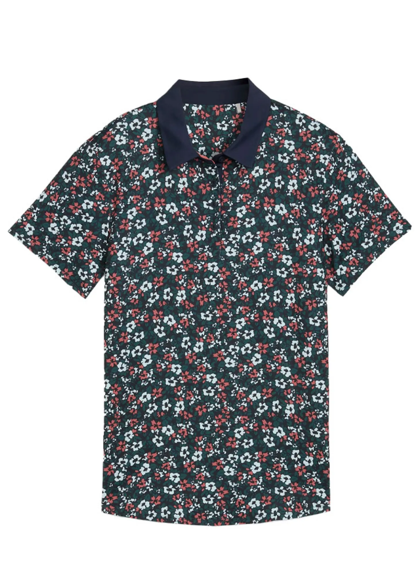 Puma Womens Floral Burst Golf Polo - Deep Navy