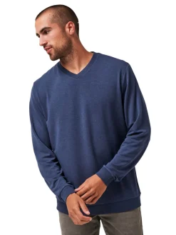 TravisMathew Amenities V-Neck - Heather Blue Nights